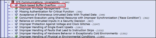 Ejemplo de nivel variant dentro de la lista CWE VIEW: 1358 - Weaknesses in SEI ETF Categories of Security Vulnerabilities in ICS